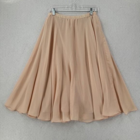 Vintage Dresses & Skirts - Vintage Chiffon Flare Skirt 8 Peach Flowy Soft Silky Ballet Pull On